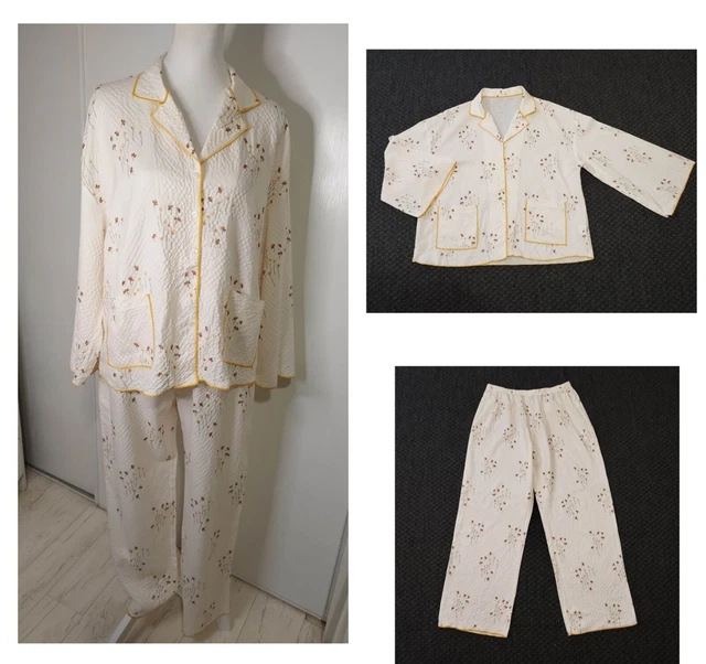 Bas De Pyjama Femme Ici Et Maintenant - Taille 40 (L) - Blanc Et Rouge Floral - Occasion Très Bon état
