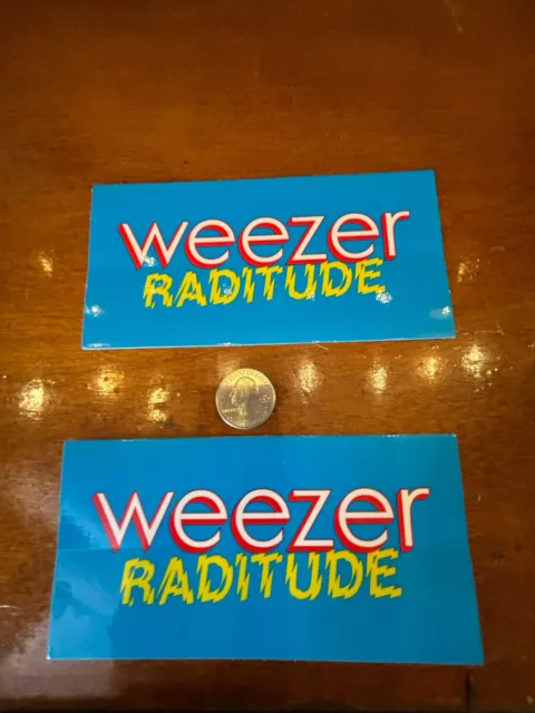 Weezer Raditude Stickers ( Set of 2)-￼ Original Promo 6x3 + Free, Flag Sticker