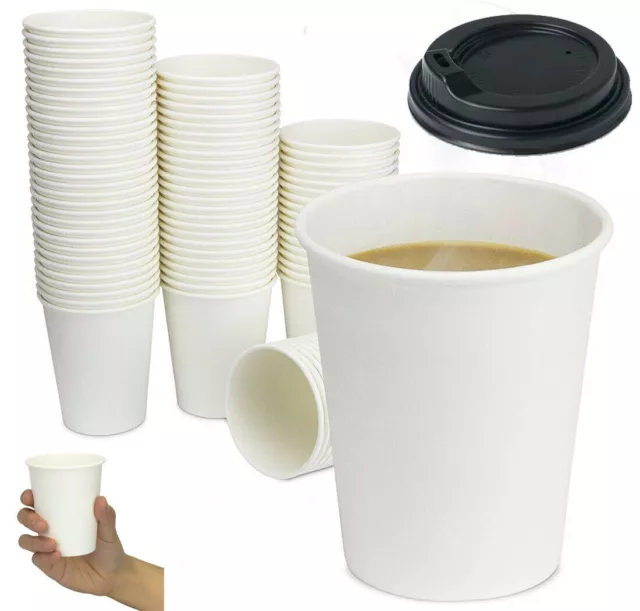 Takeaway Coffee Paper Cups with Lids 8oz 12oz bevvie Cup for Drinks Tea Water