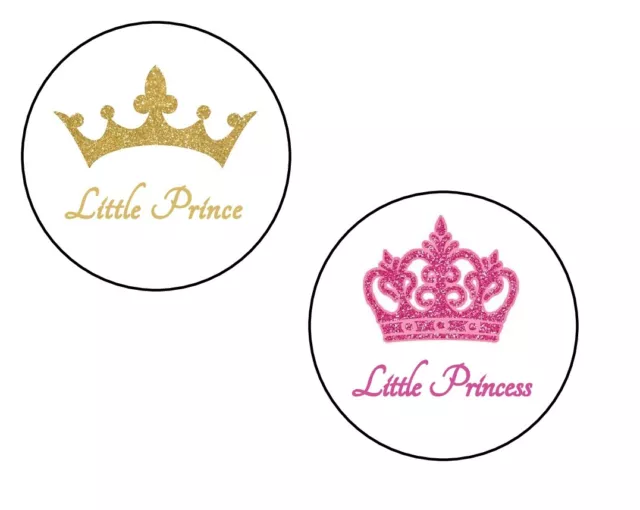 30 Gender Reveal Stickers Baby Shower labels, tags "Little prince and Princess"