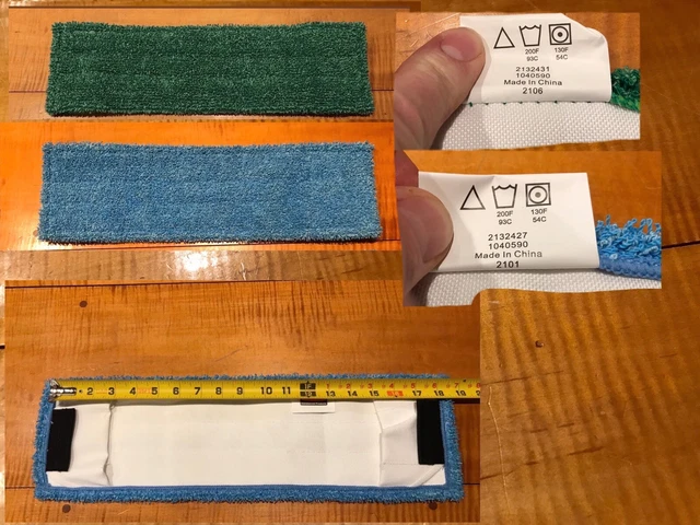 2 RUBBERMAID 2122431 & 2132427 adaptable flat Mop microfiber Pads Slip On NEW