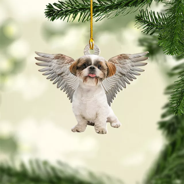 Shih Tzu Dog Sleeping Angel Ornament, Shih Tzu Dog Angel Wings Ornament,Shih Tzu