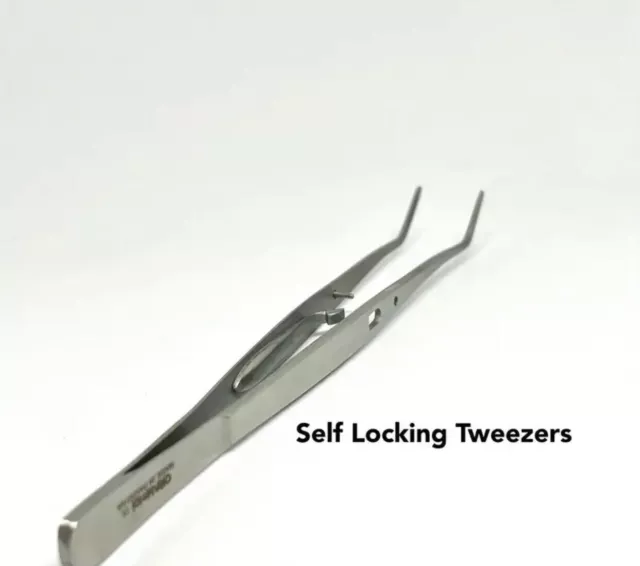 5 Pcs Tweezers Set - Professional Stainless Steel Self Locking Tweezers