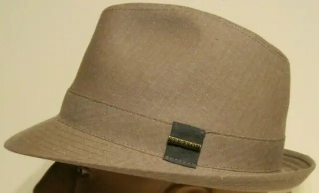 STETSON linen blend FEDORA Hat TAN MEDIUM