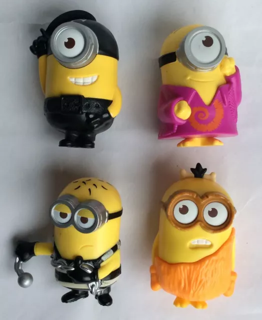 4 X Minions – Despicable Me - Mcdonalds Happy Meal Toys/ Cake Toppers