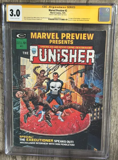 Marvel Preview #2 (1975) CGC 3.0 SIGNED by Gerry Conway 1st Punisher Origin SS