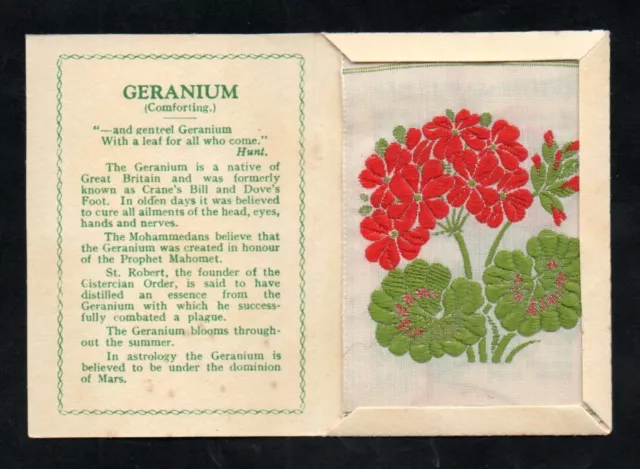 Kensitas Wix cigarettes Medium silk flower 1st series GERANIUM  cover D