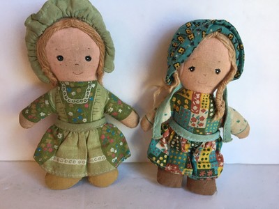 Vintage Knickerbocker Holly Hobbie and Amy  5" Mini Cloth Rag Doll Ragdoll 1976