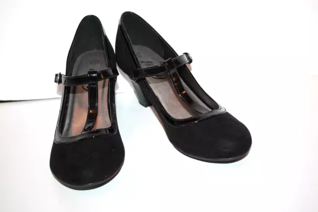 Zapatos Lilley para mujer negros de gamuza sintética corte barra en T talla 7 Reino Unido