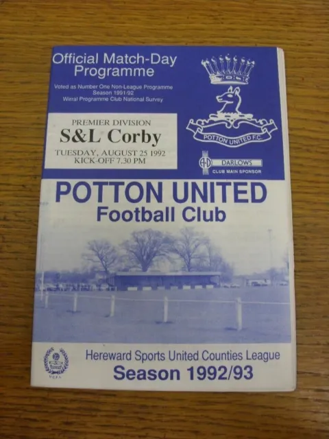 25/08/1992 Potton United v Stewart And Lloyds Corby. Thanks for veiwing this ite