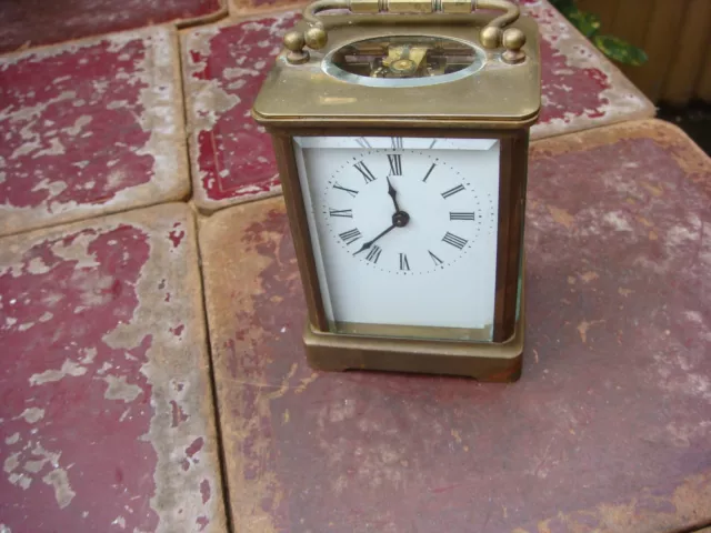 Old Vintage Antique Brass  French Escapement  Carriage  Mantel Clock See Video