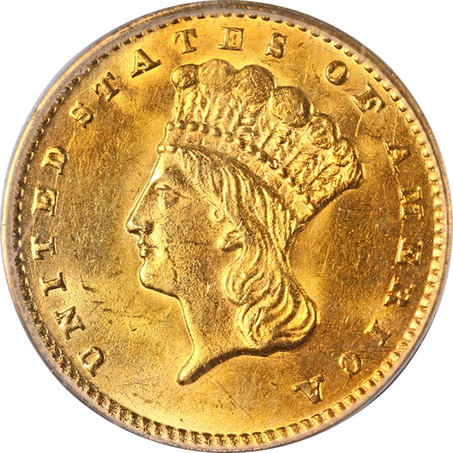 1874 Type 3 Indian Princess Gold $1 PCGS MS62 Superb Eye Appeal Strong Strike