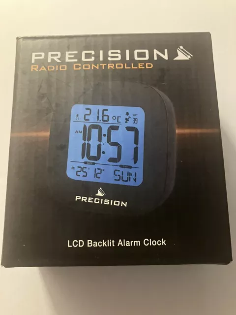 Precision Radio Controlled Digital LCD Alarm Clock - Black AP054