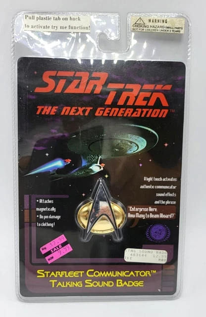 1996 Star Trek The Next Generation Starfleet Communicator Talking Magnet Badge