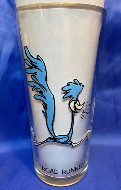 Looney Tunes 16oz Road Runner Pepsi Glass 1973 Brockway Black Lettering