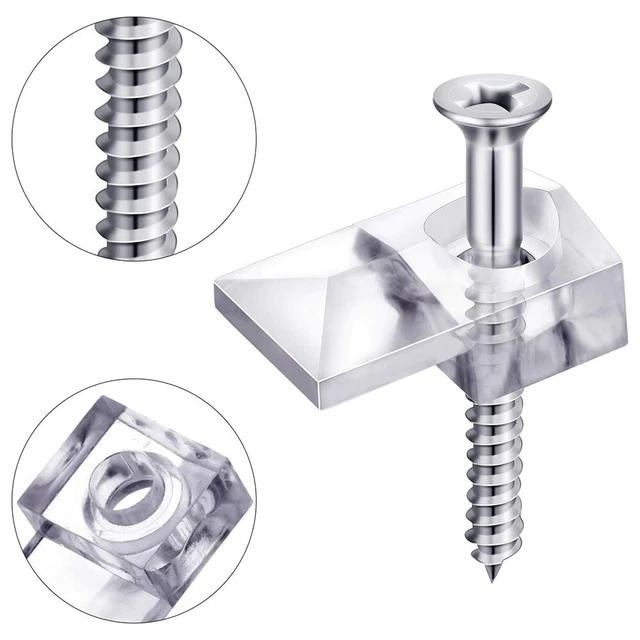 Lot De 20 Clips De Support De Miroir Avec Vis Et Ancrages, Clips En