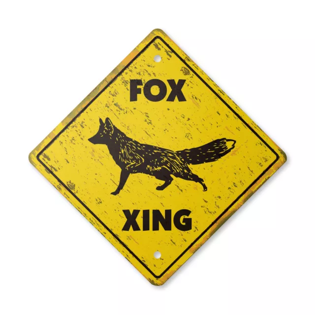 Fox Vintage Crossing Sign Xing Plastic Rustic animals zoo wolf foxy wife girlfri