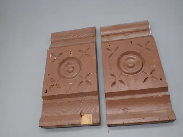 2 Matching Antique Bullseye Plinth Blocks Architectural Salvage Window Door