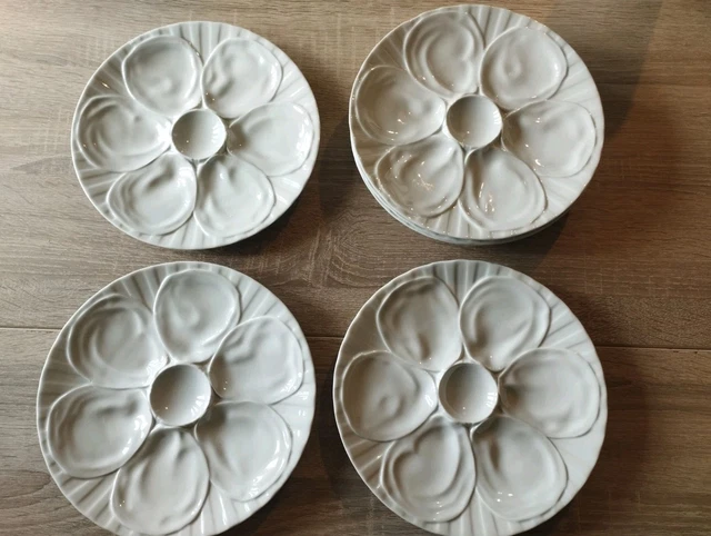 Lot De 4 Assiettes à Huîtres Pillivuyt - Porcelaine Blanche - Occasion Bon état