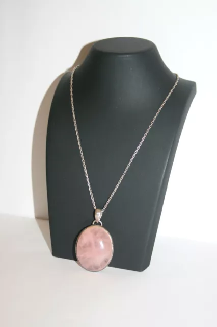 925 sterling silver rose quartz pendant necklace