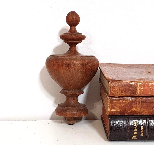 ANTIQUE WOOD FINIAL Grandfather clock Bed Post topper Pediment