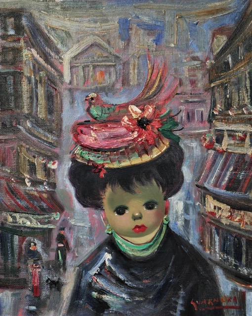 tableau signé Guarnera: la femme au chapeau 2