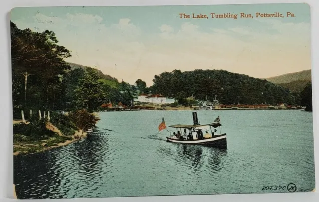 Pottsville PA Boating Sight Seeing The Lake, Tumbling Run  Postcard T5