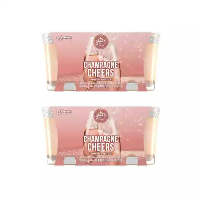 2 - 2 Pack Glade Champage Cheers Limited Edition Candle 3.4 oz each