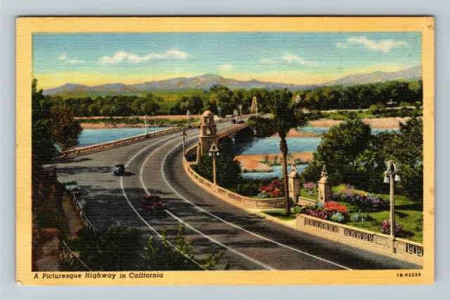 CA- California, Aerial Picturesque View Highway, Vintage Postcard