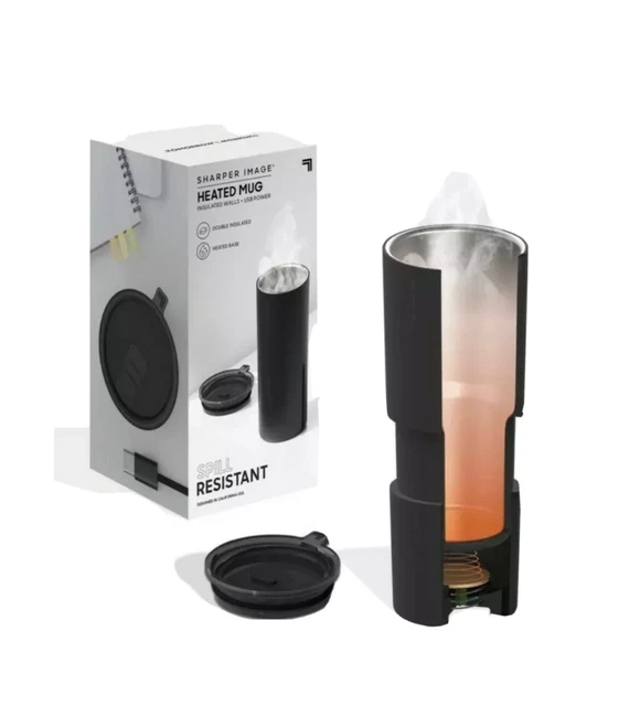 New In Box Sharper Image USB Powered Heated Mug, Double Insulated, Heated Base