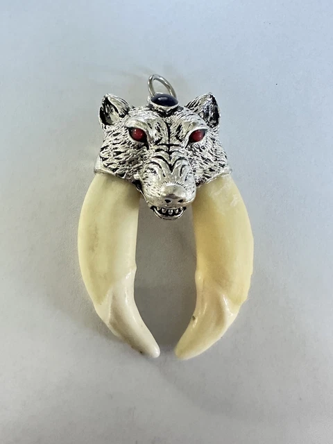 Charivari Anhänger Wolfskopf Anhänger mit Zähnen Oktoberfest Sammlerstück 60mm