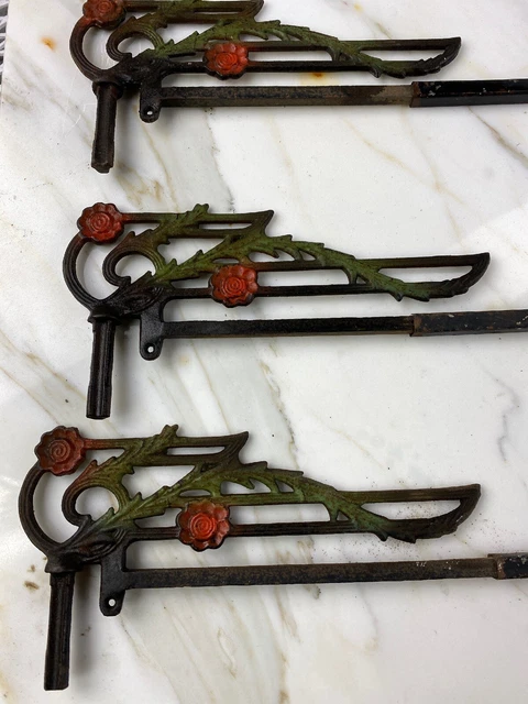 4 Antique Swing Arm Curtain Rods - Art Deco Decorative 3