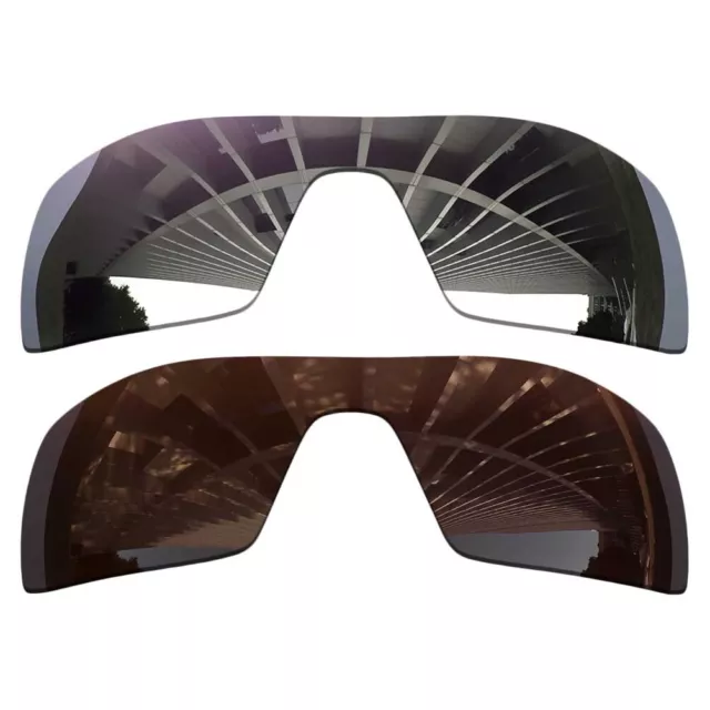 2 Pieces Replacement Lenses For-Oakley Oil Rig Polarized-Chrome+Bronze Brown