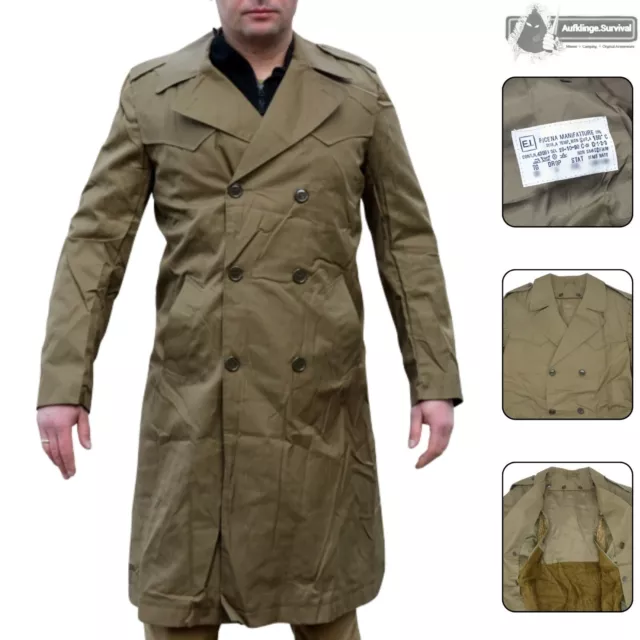 Herren Trenchcoat Mantel Jacke Italienische Armee mit Futter Khaki Vintage