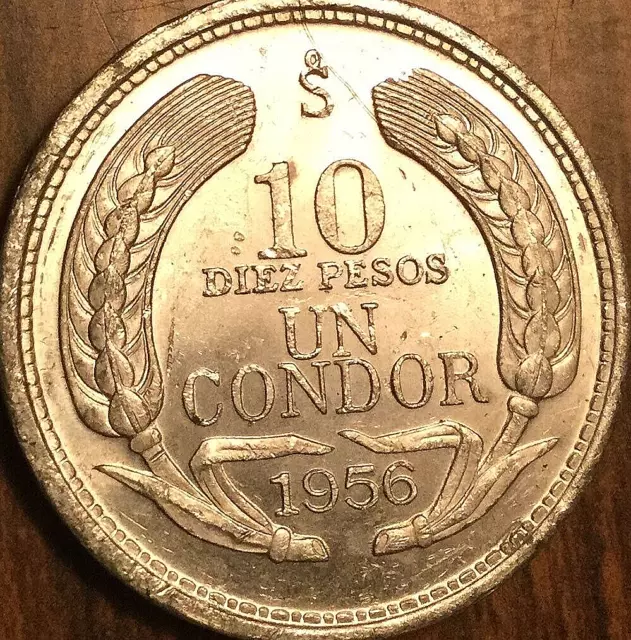 1956 CHILE 10 PESOS - Uncirculated