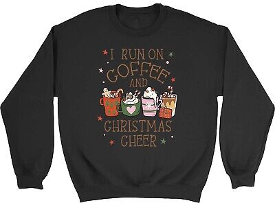 Felpa maglione I Run Of Coffee & Christmas Cheer Natale da uomo donna regalo