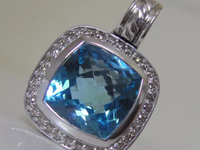 $1050 David Yurman Silver Albion Blue Topaz Diamond Enhancer