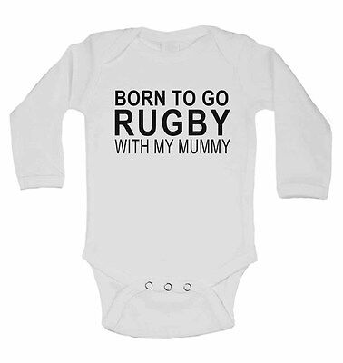 Born to Go Rugby with My Mamma Di Cotone A Manica Lunga Bambino Body per ragazzi