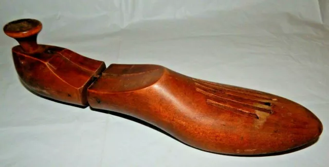 Antique Primitive 12 Inch Wooden Cobbler's Shoe Last Hinged Form