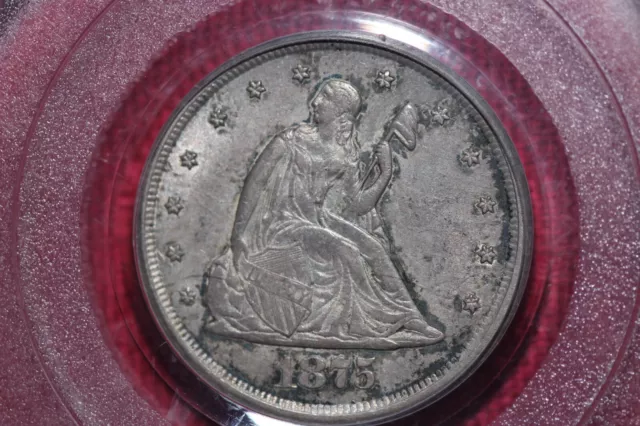 1875-Cc Twenty Cent Piece ~ Pcgs Au55 Cac ~ Scarce In Higher Grade