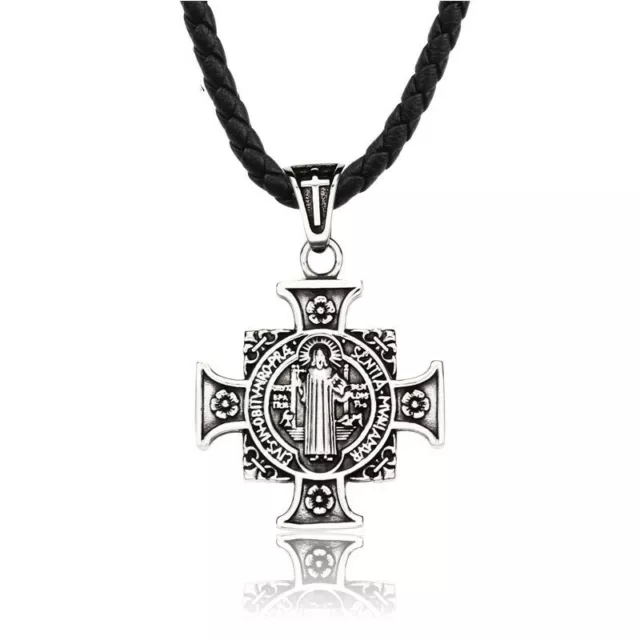 Men's Christian Stainless Steel bible Jesus Exorcist Cross Pendant  Necklace