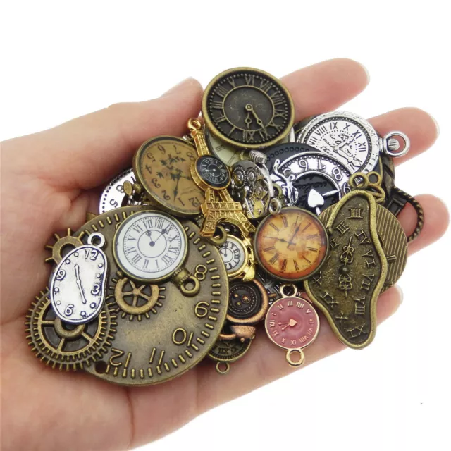10 Stück Retro Bronze Mischen Uhr Legierung Kunst Charm Anhänger Basteln Schmuck