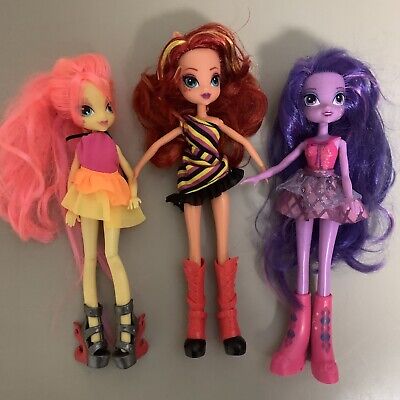 Equestria Girl Dolls My Little Pony MLP 2012 Hasbro Three 9 inch Doll Lot of 3