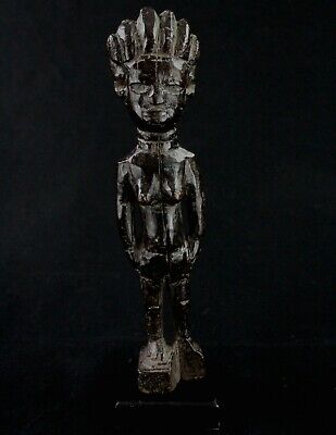 Art African Arts First - Antique Fetish Abron On Base Wooden - 26,5 CMS