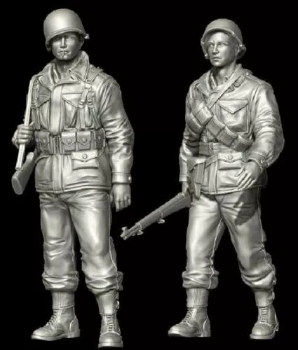 1/35 Resin Figure Model Kit Two US Soldiers Infantry WWII Unpainted Unassembled