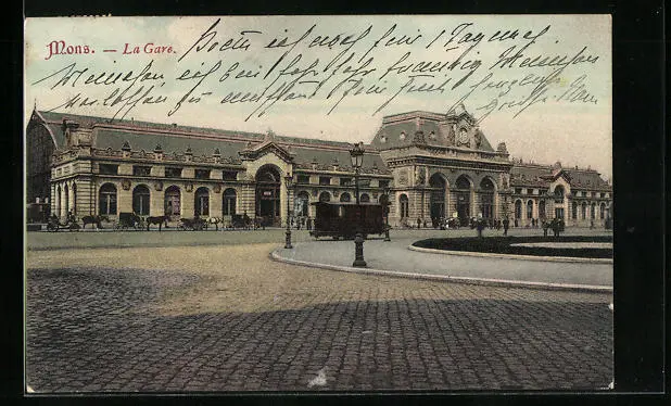 CPA Mons, La Gare, Sicht zum La Gare 1911