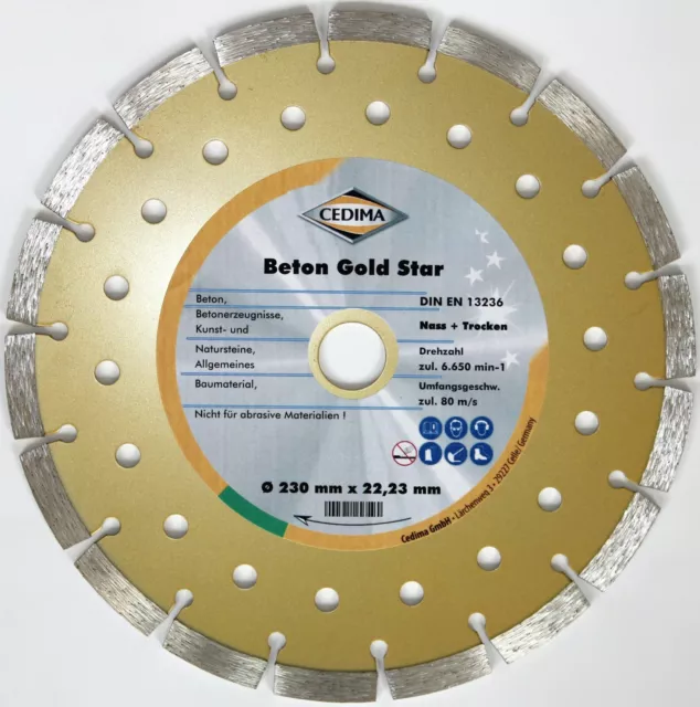 Ø 230mm Cedima Beton Gold Star Diamanttrennscheibe Beton Naturstein Trennscheibe