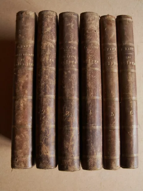 Lot 6 Vols Alphonse Karr Les Guepes Roses Noires Et Roses Bleues 1858 Reliures