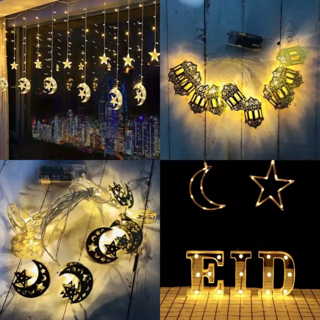 Ramadan Lights Decorations Eid Kareem Mubarak Banner Lights Balloons Boxes