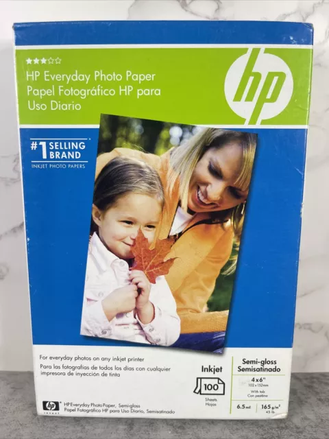 HP Everyday Photo Paper 100 sheets sealed Semi-Gloss 4x6 NIB New In Box